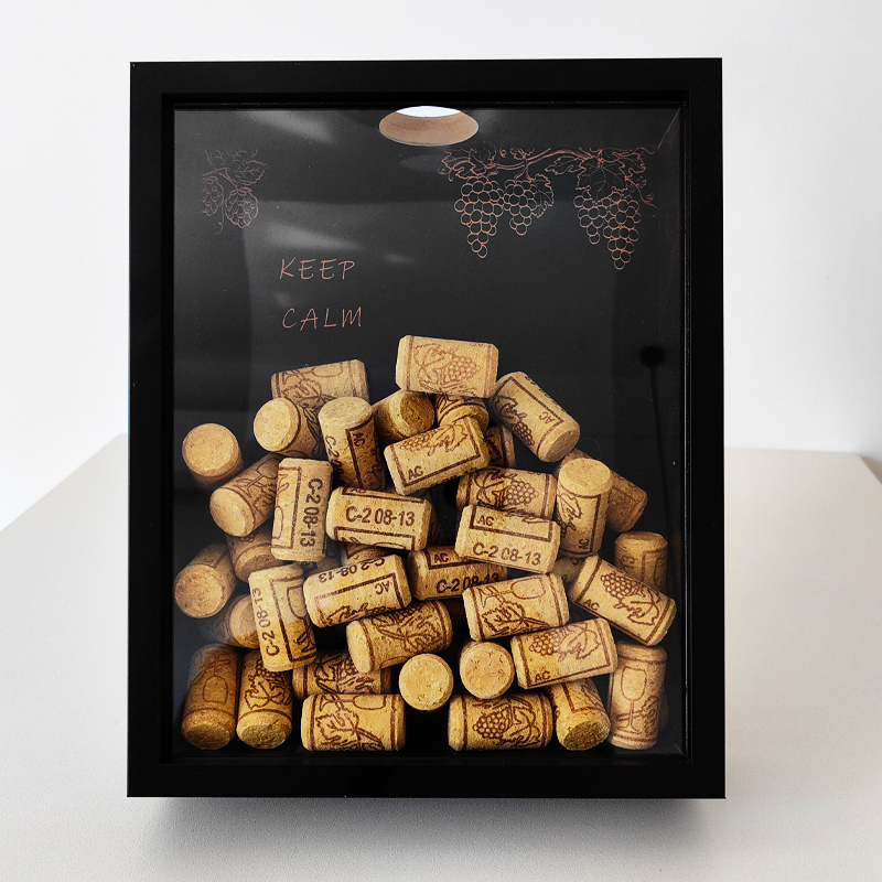 Collectible Vintage Wine - Red Wine Cork Display Frame Wooden