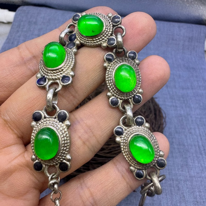 Vintage Collectible Jewelry - Vintage Old Silver Bracelet Hand Inlaid