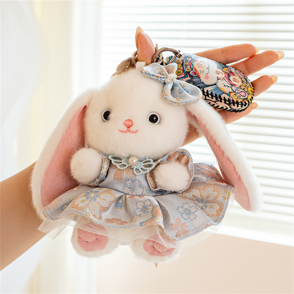 Vintage Collectible Dolls - Cute Lop Ear Rabbit Plush Keychain