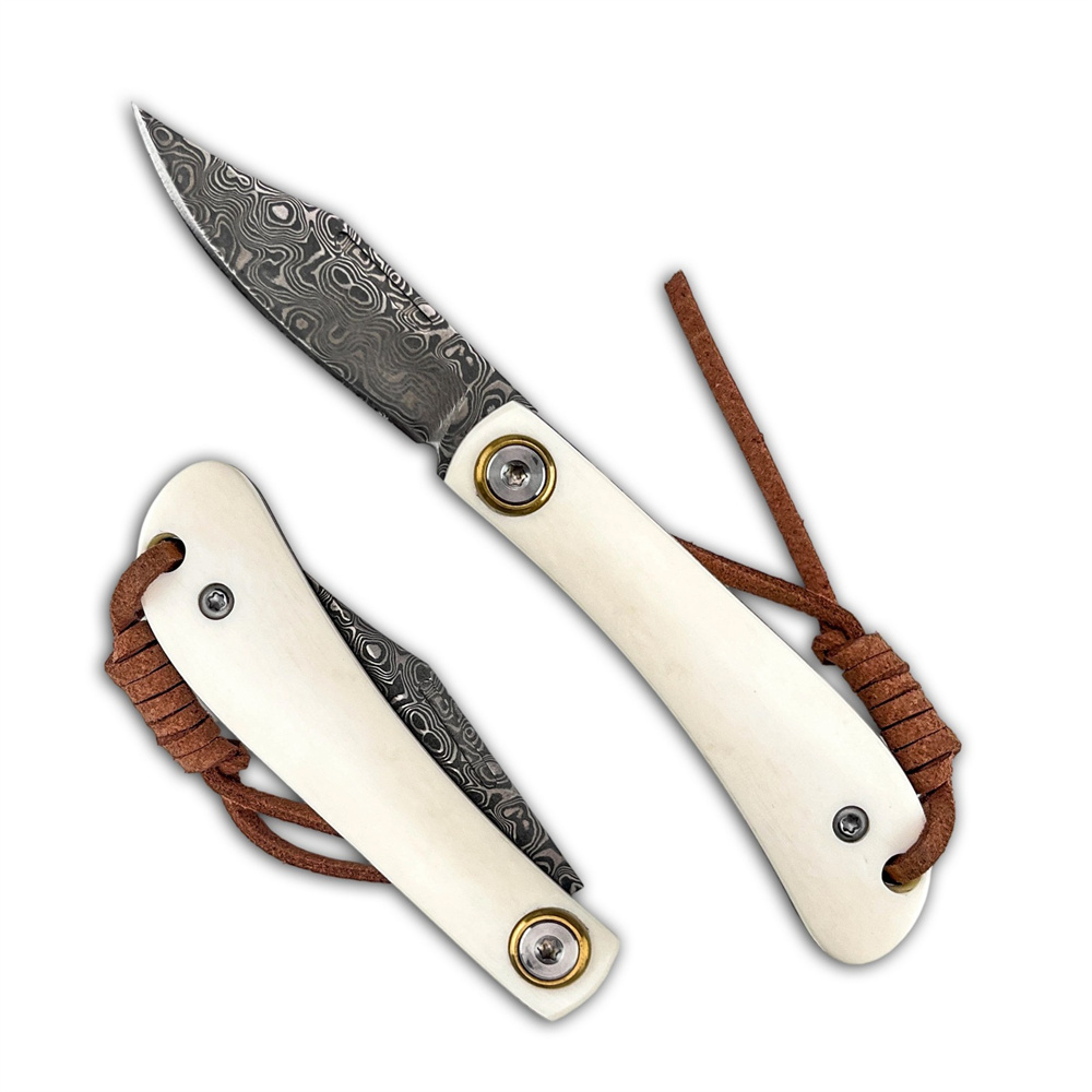 Vintage Collectible Pocket Knives - Compact Vintage EDC Damascus Folding Knife