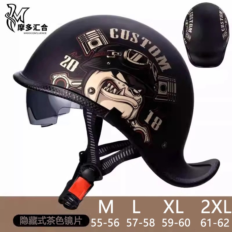 Lens Cap Vintage - Retro Motorcycle Helmets for Men Vintage