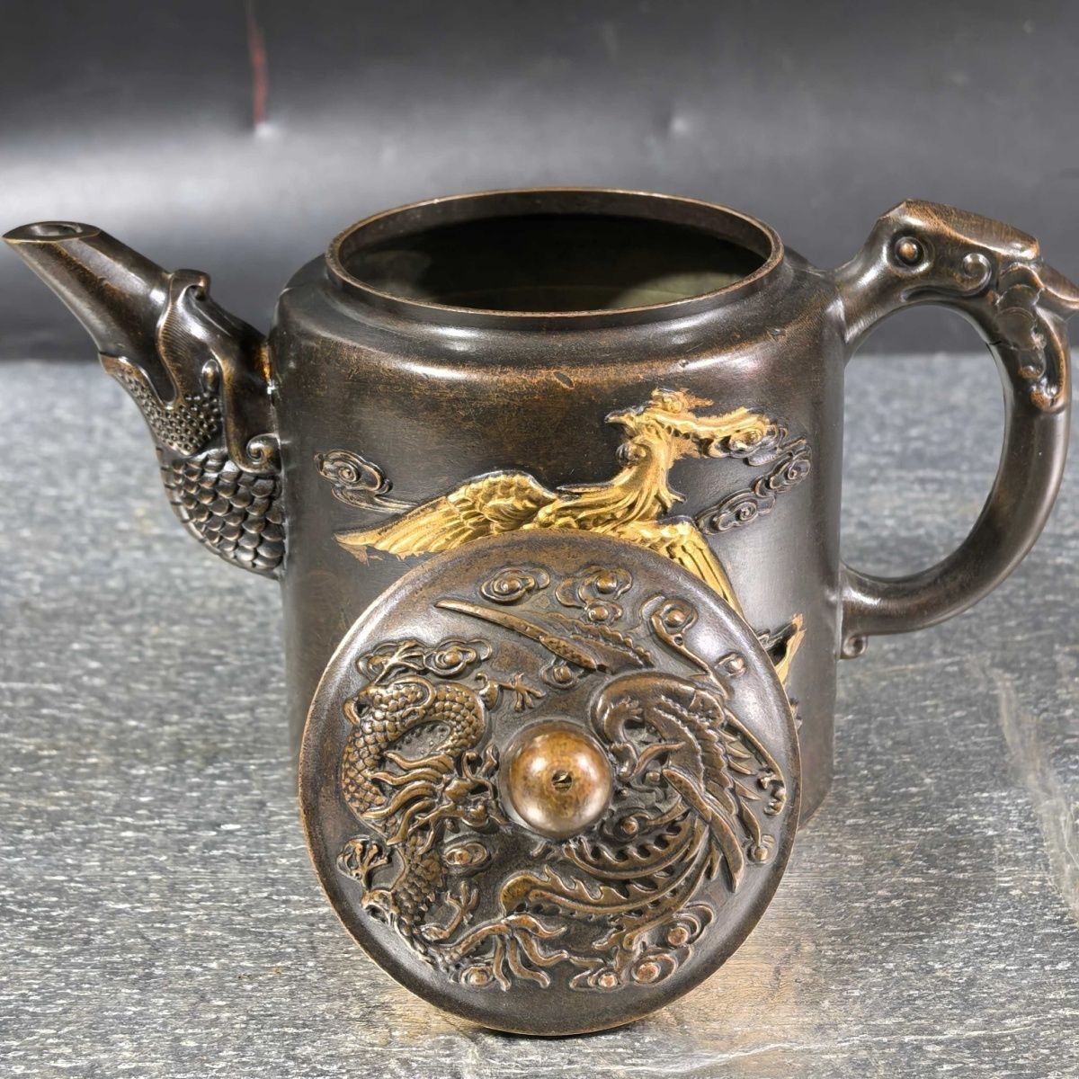 Collectible Vintage Wine - Vintage Gilt Brass Dragon & Phoenix