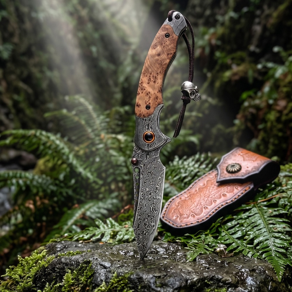 Vintage Collectible Pocket Knives - High Hardness Damascus Pattern Folding Knife
