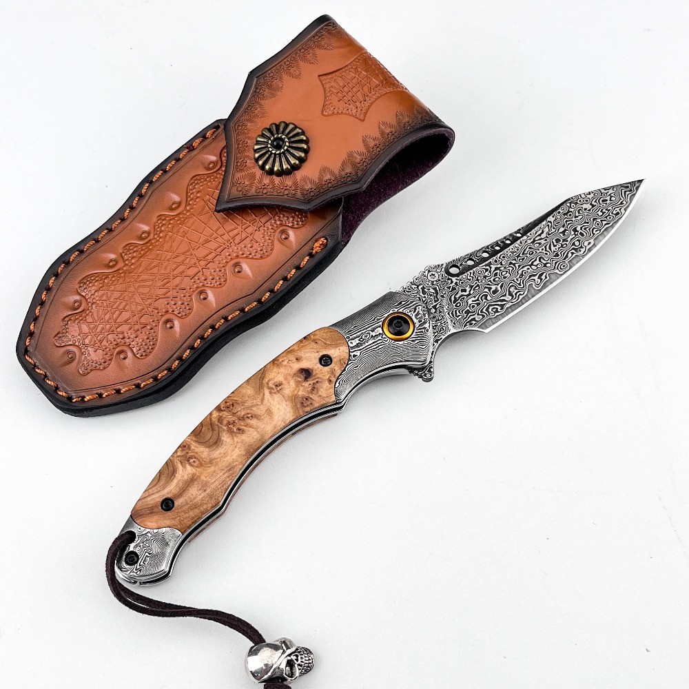 Vintage Collectible Pocket Knives - High Hardness Damascus Pattern Folding Knife