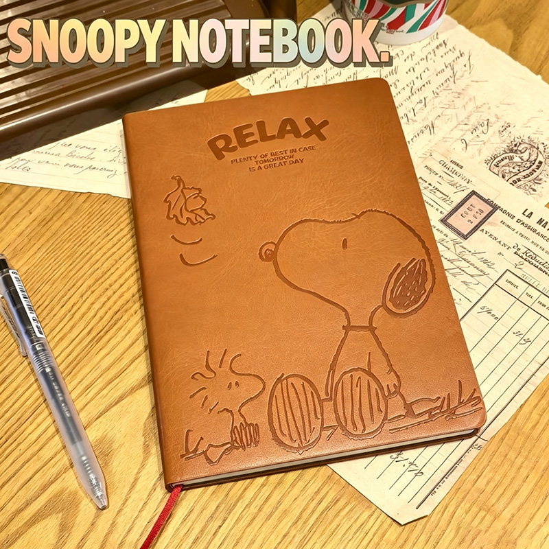 Vintage Collectible Books - Vintage Snoopy A5 Leather Notebook Cute