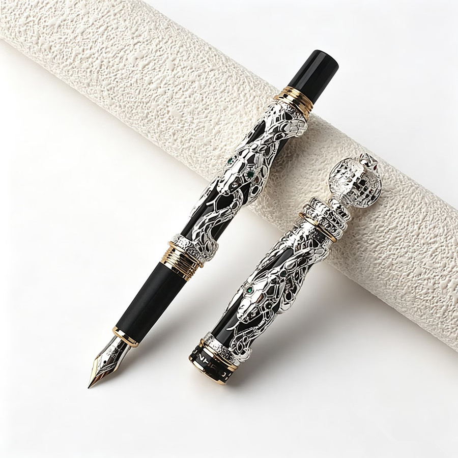Jinhao Luxury Snake Embossed F - đánh giá và giá Vintage Collectible Pens
