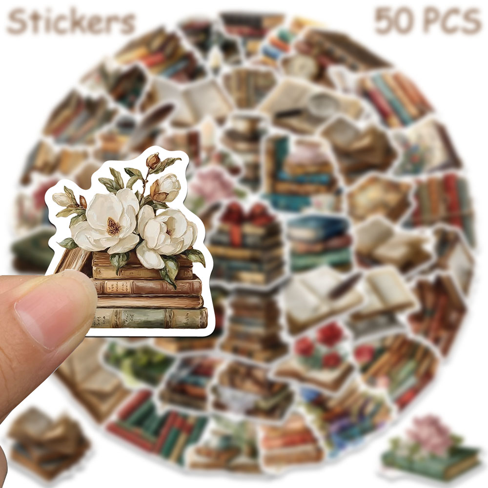 50pcs Vintage Books Stickers D - đánh giá và giá Vintage Collectible Books